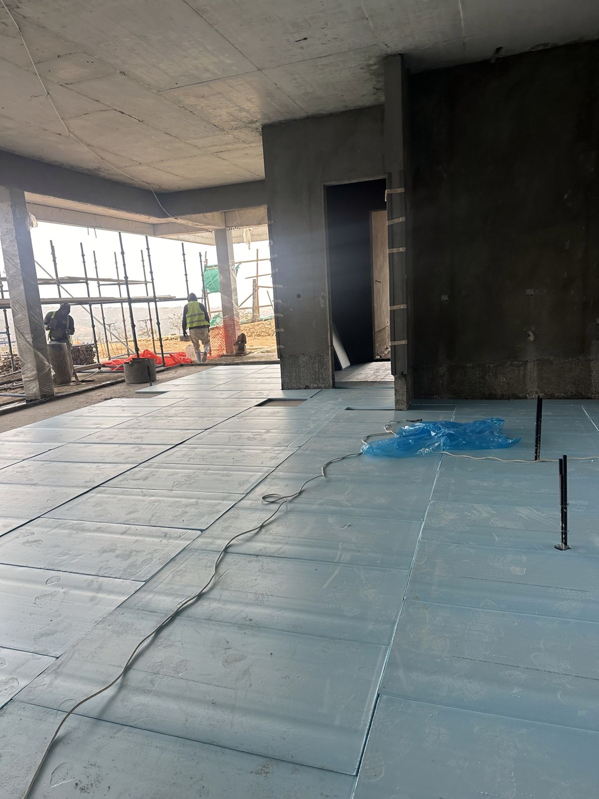 Rigid insulation boards on slab